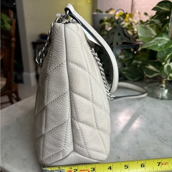 Karl Lagerfeld Chevron Quilted Shoulder Bag - Cream/Gray - Picture 7 of 8